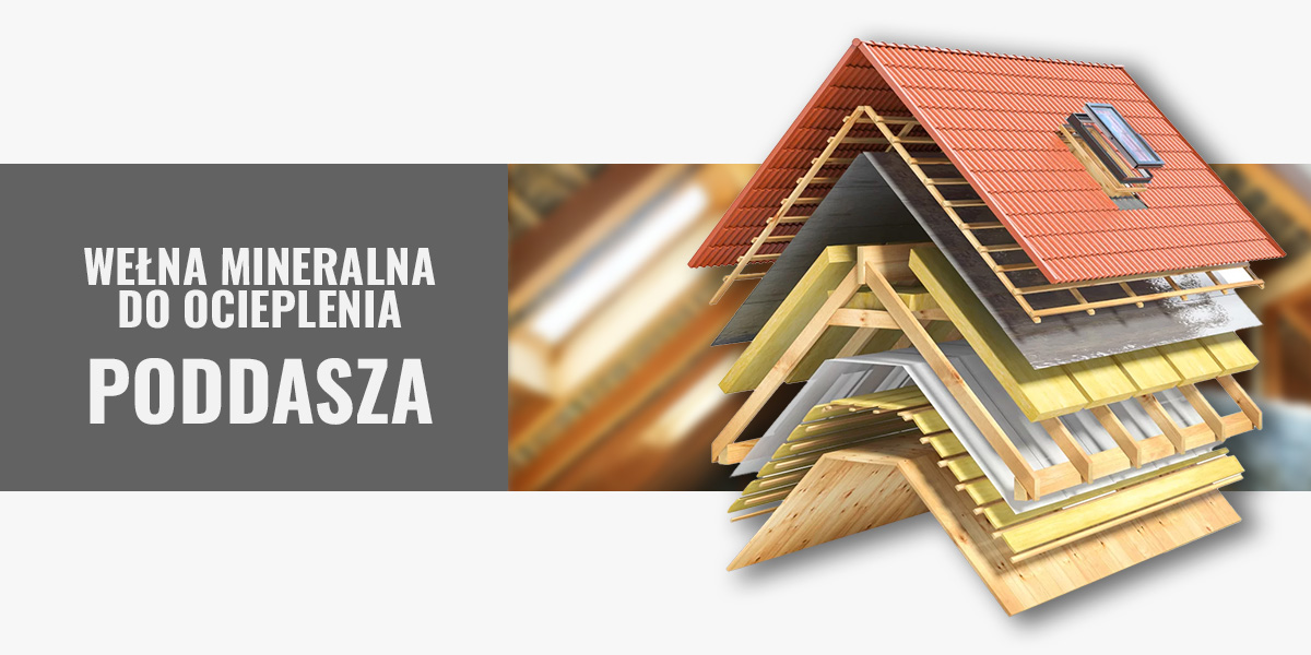 Rzut na poddasze ocieplone wełną mineralną